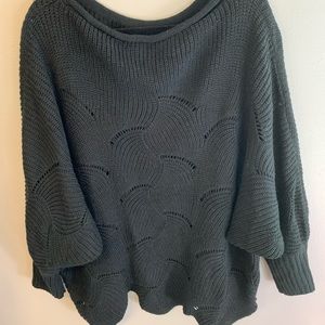 Black Oversized Cutout Detail Sweater with Scalloped Hem Size XL or XXL